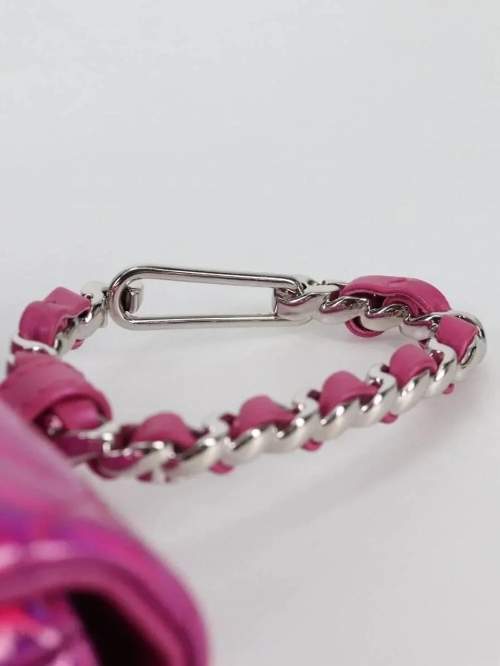 CHANEL Matelasse Pouch Patent leather Pink Silver CC Auth bs29324SM